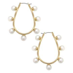 Allison Studded Pearl Hoop Earrings