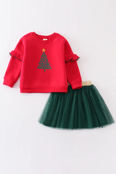 Girl's Christmas Skirt Set