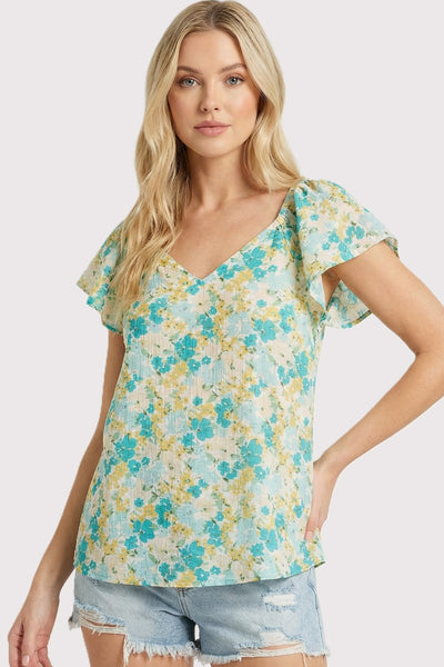 Flutter Sleeve Floral Printed Top