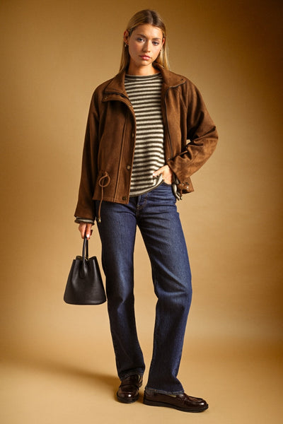 Rachel Suede High Collar Jacket