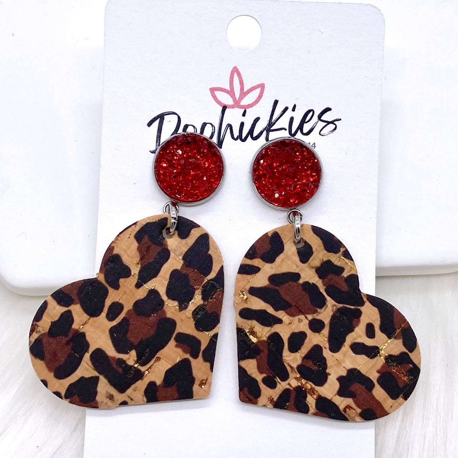 Leopard Heart Dangle Corkies