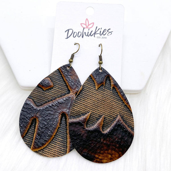 Cowgirl Swag Collection - Western Earrings: Burgundy Embossed / 1.5"