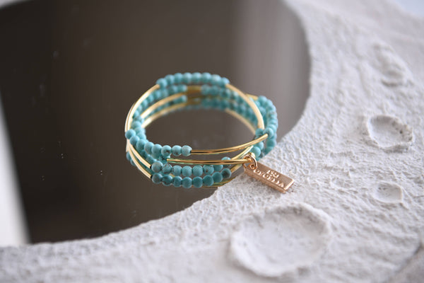 Bamboo Agate Triple Wrap Bracelet