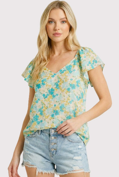 Flutter Sleeve Floral Printed Top