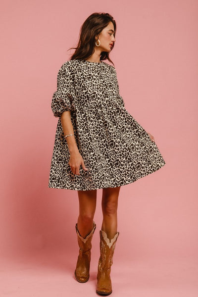 Brittany Leopard Denim Dress