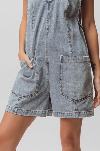 Bonnie Patch Pocket Denim Romper