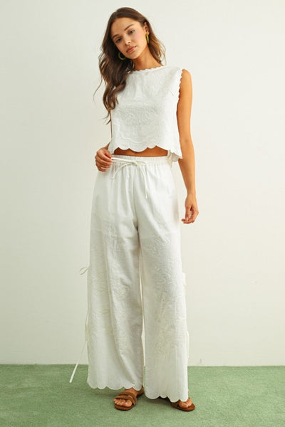 Andrea Scalloped Edge Side Tie Pants