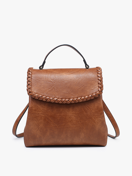 BP2473 Blossom Whipstitch Trim Backpack: Brown