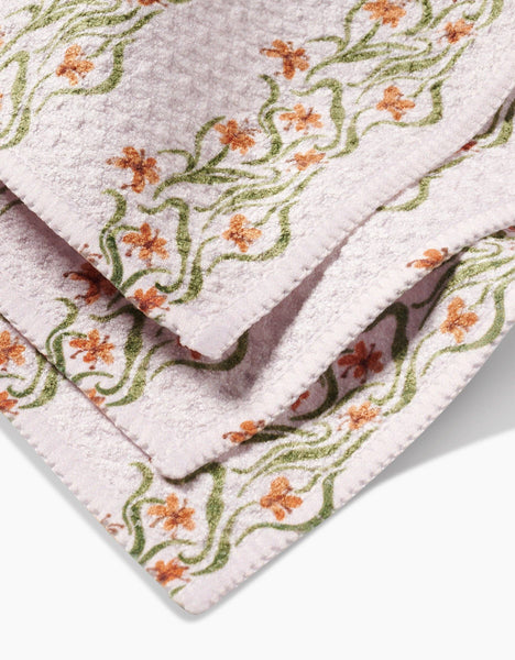 Floral Fall Stripe Dishcloth Set