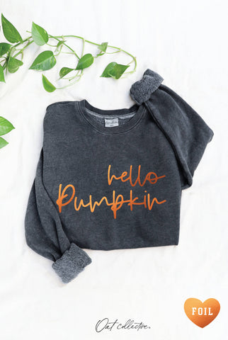 HELLO PUMPKIN Charcoal Foil Sweatshirt