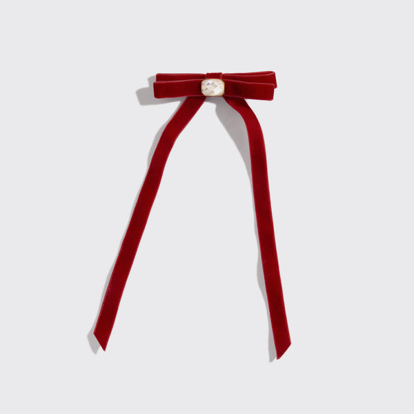 Holiday Velvet & Gemstone Hair Clip