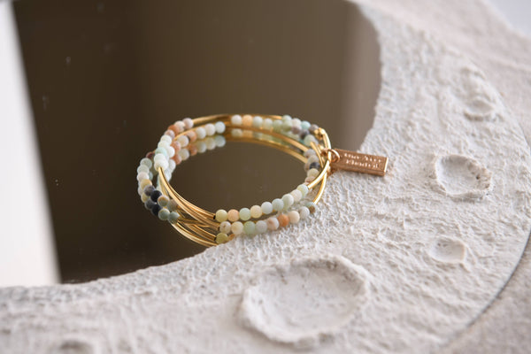 Bamboo Agate Triple Wrap Bracelet