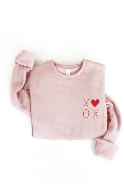 XOXO Heart Graphic Sweatshirt: HEATHER DUST