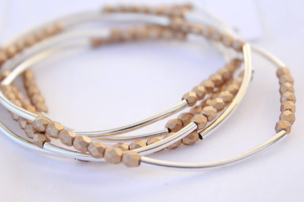 Silver & Gold Six Wrap Bracelet