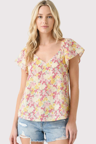 Flutter Sleeve Floral Printed Top