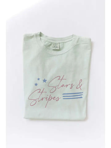 Light Olive Stars & Stripes Tee