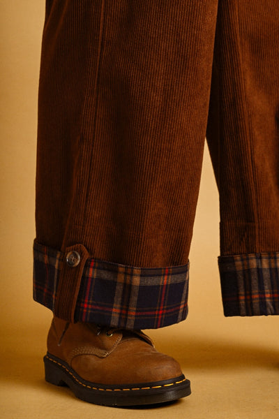 Paige Plaid Cuff Corduroy Pants