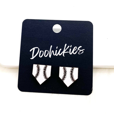 Home Plate Baseball Earrings