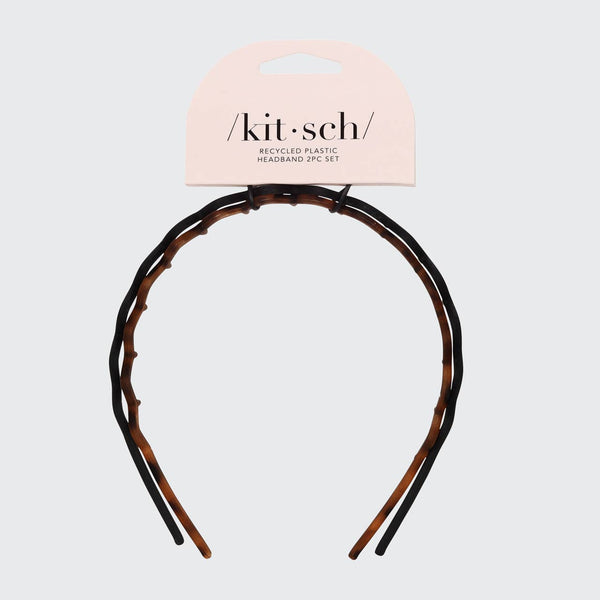 Black/Tort Plastic Zig Zag Headband 2pc