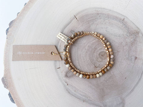 Beaded Picture Jasper Double Wrap Bracelet