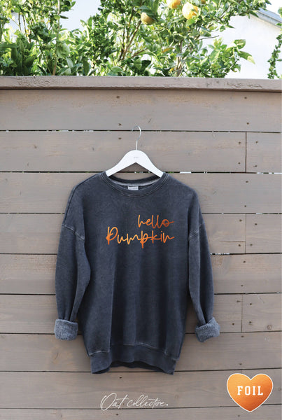 HELLO PUMPKIN Charcoal Foil Sweatshirt