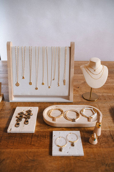 Elegant Necklace Bust Display with Gold Stand