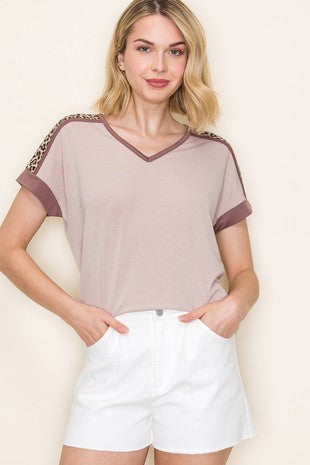 Zoe Animal Print Blocked Top