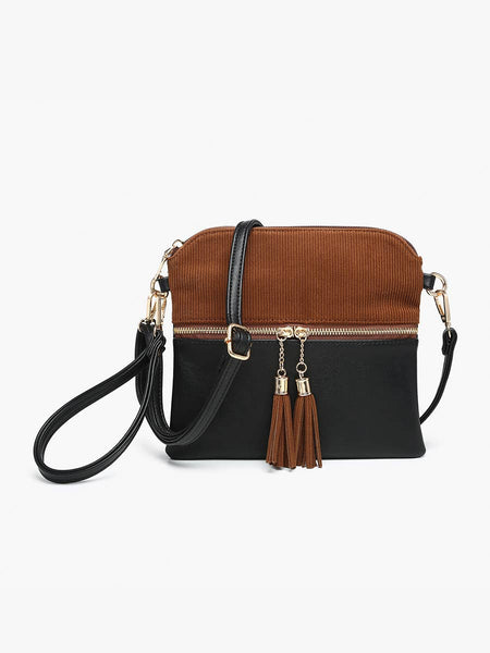 Tara Corduroy Dual Zip Crossbody