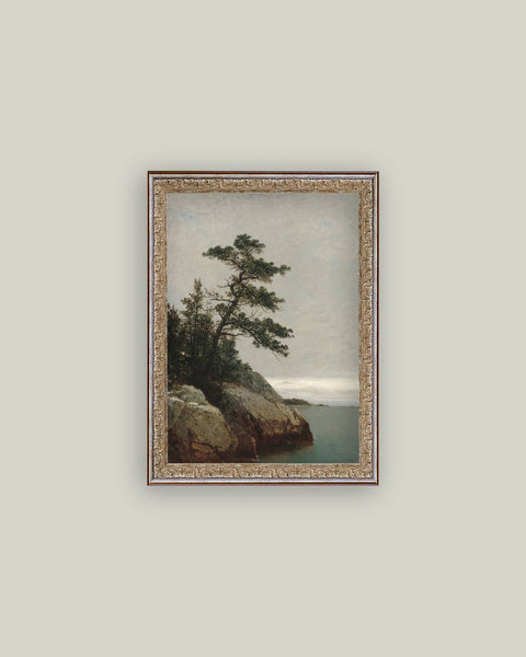 Ocean Side Framed Antique Art: 12x16