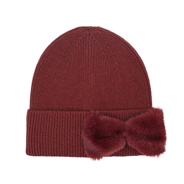 Faux Fur Ribbon Beanie