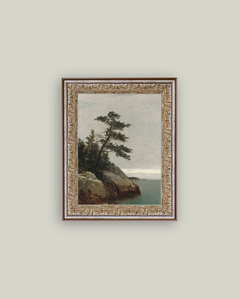 Ocean Side Framed Antique Art: 12x16