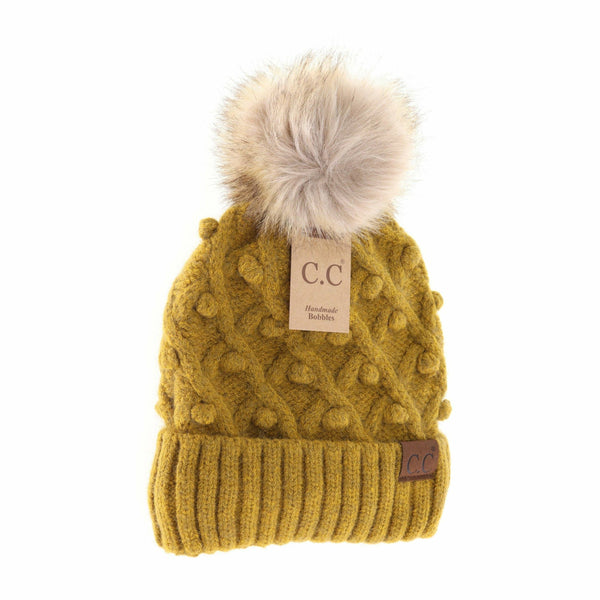 Bobble Knit Moss Beanie