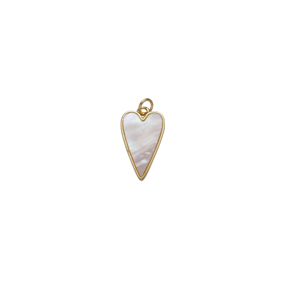 Oblong Shell Pearl Heart Charm