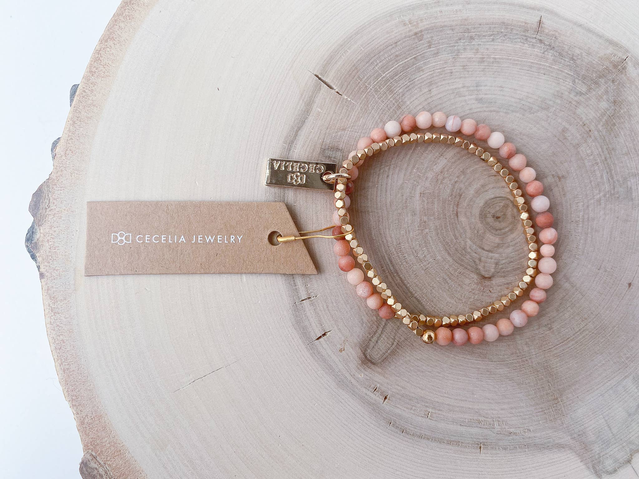 Peach Agate Double Wrap Bracelet