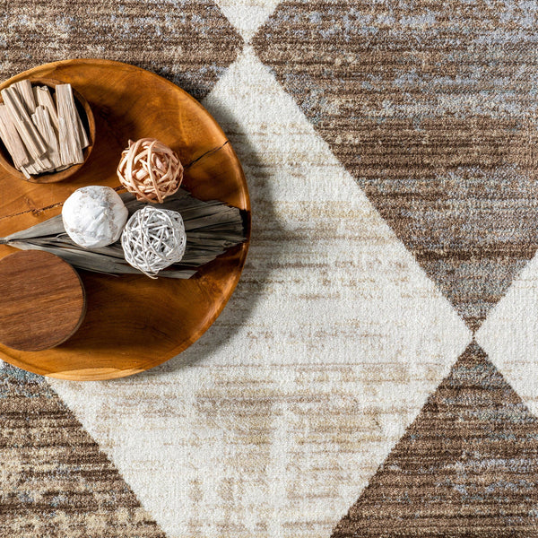 Meline Checkered Fringe Area Rug: Beige / Rectangle / 8' x 10' 2"