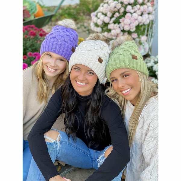 Bobble Knit Moss Beanie