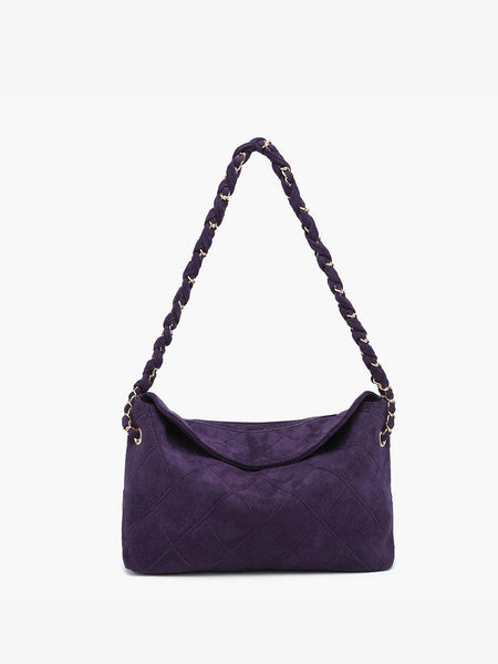 Dominique Faux Suede Quilted Shoulder Bag