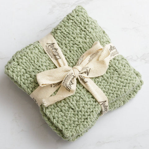 Knitted Dish Cloth Set - Sage (Pk/02)