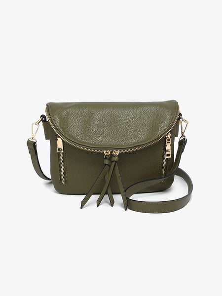 M2768 Aubree Flapover Multi-compartment Crossbody Bag: Brown