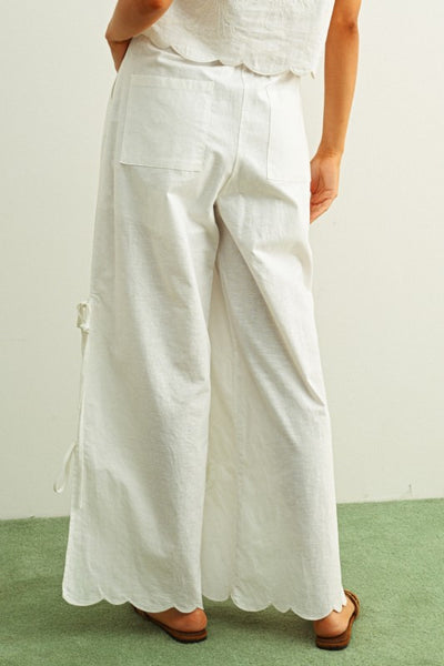 Andrea Scalloped Edge Side Tie Pants