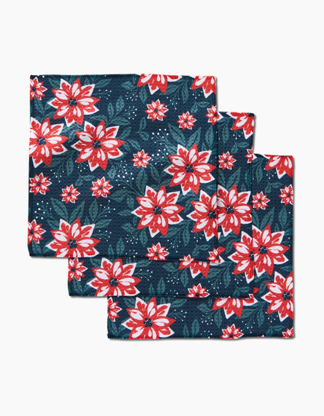 Poinsettia Garden Dishcloth Set