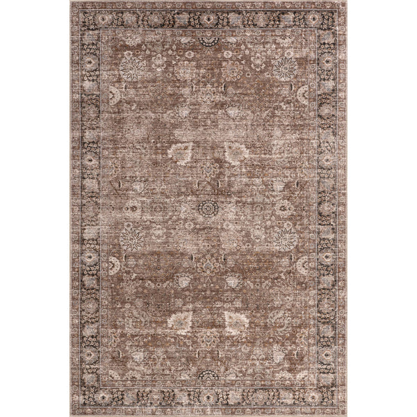 Bayberry Spill Proof Vintage Machine Washable Area Rug: Brown / 3' x 5'