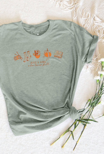JUST A GIRL WHO LOVES FALL Green T-Shirt