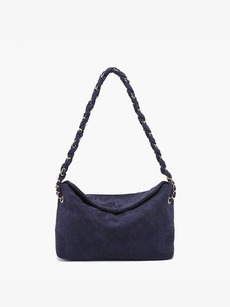 Dominique Faux Suede Quilted Shoulder Bag