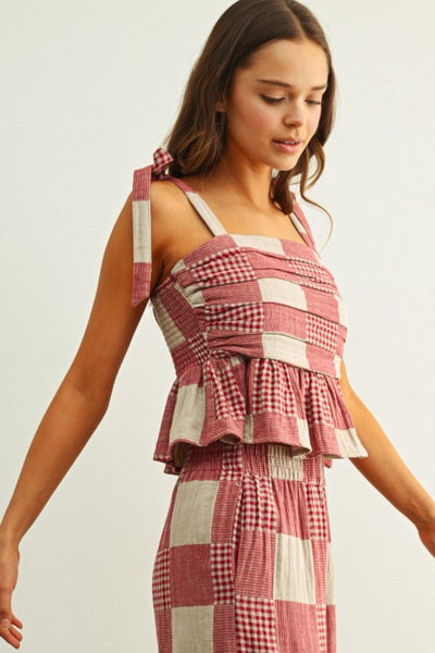 Sherry Gingham and Stripe Top