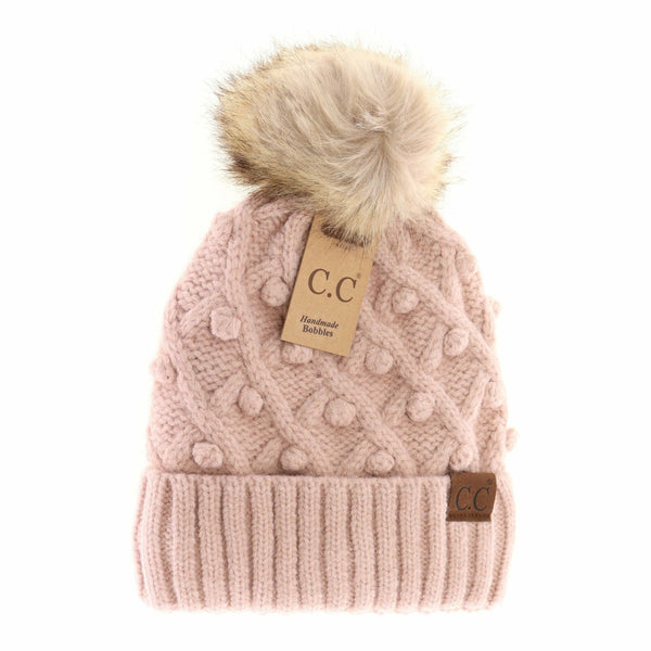 Bobble Knit Moss Beanie