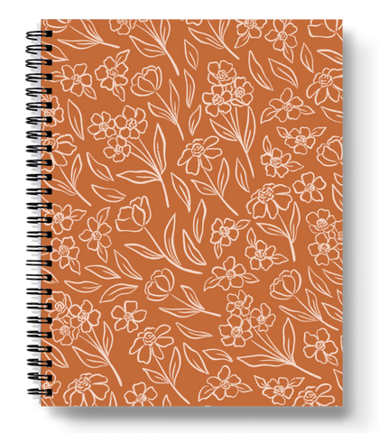 Terracotta Floral Spiral Lined Notebook