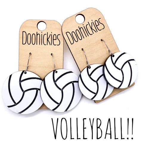 Acrylic Volleyball Dangles (2 Sizes) - Sports Earrings: Small - 1.25"