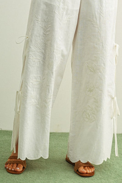 Andrea Scalloped Edge Side Tie Pants