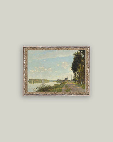 Riverside Walk Framed Antique Art: 7x5